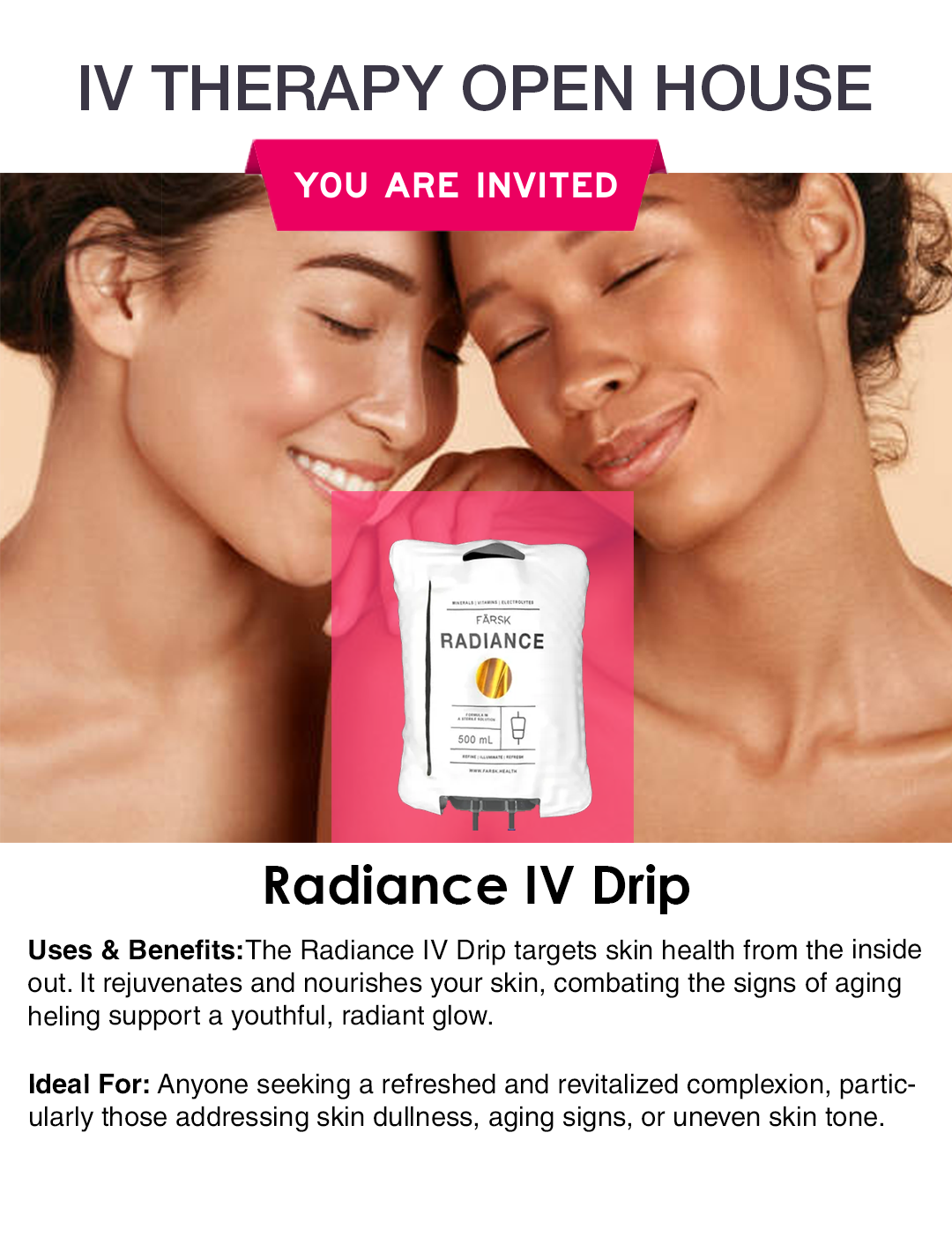 Radiance IV Drip treatment at The Lip Doctor for enhanced skin glow and vitality