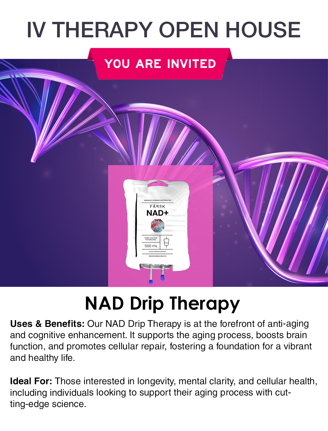 NAD Drip IV Therapy at The Lip Doctor for anti-aging and cognitive enhancement