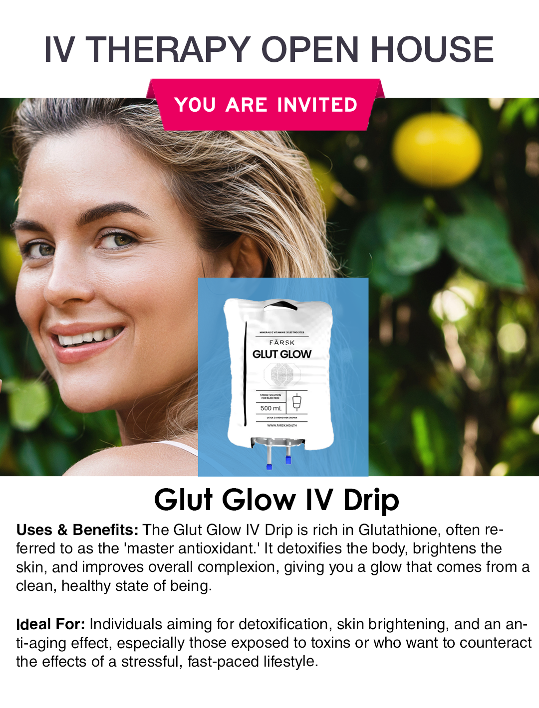 Glut Glow IV Drip at The Lip Doctor to detoxify and brighten skin